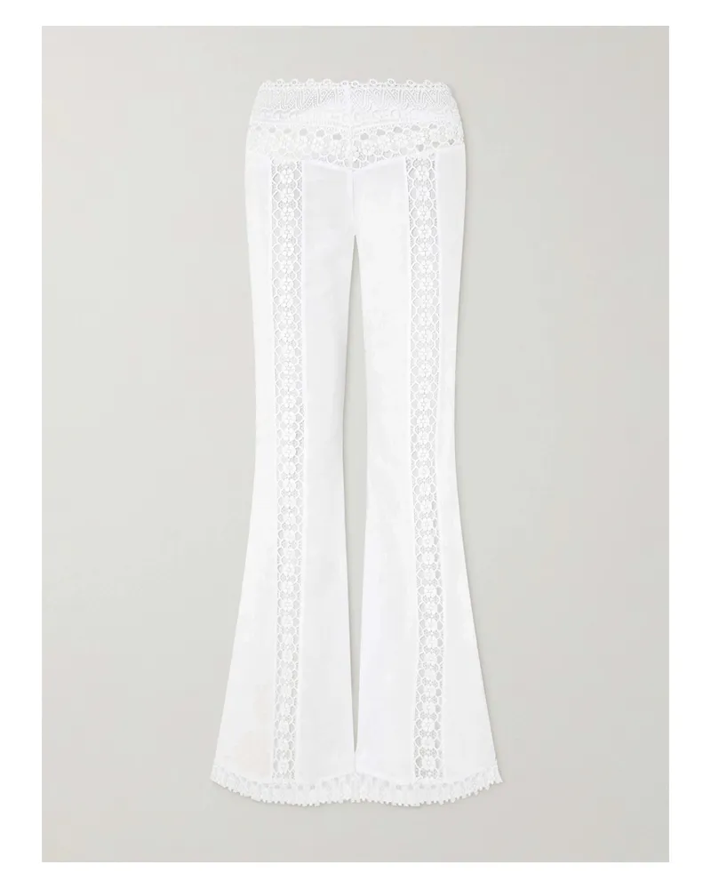 Charo Ruiz Vianora Cotton-blend Wide-leg Pants - White White