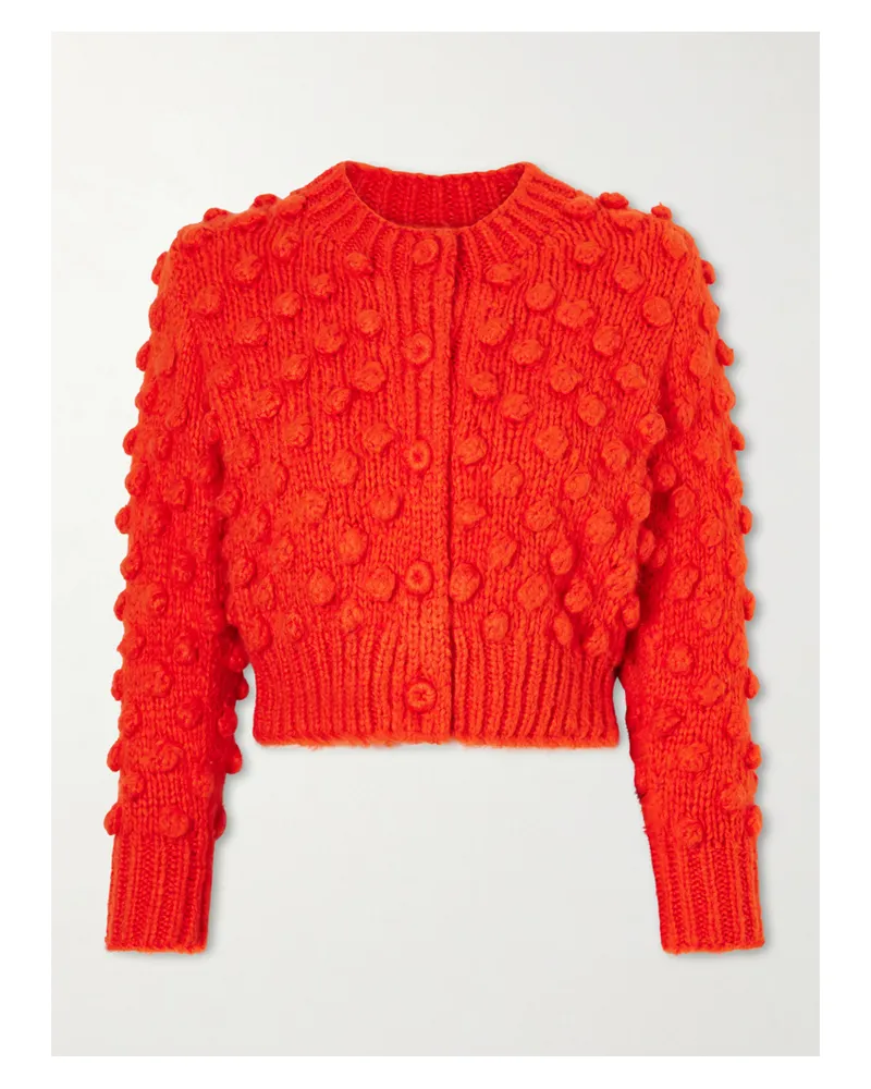 Suzie Kondi Juno Cropped Knitted Cotton And Silk-blend Cardigan - Red Red