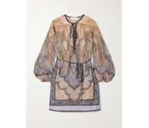 Wanderlust Belted Printed Silk Tunic - Blue