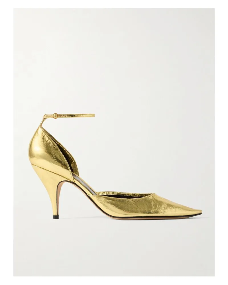 The Row Liisa D'orsay-pumps Aus Metallic-leder In Knitteroptik - Gold Gold