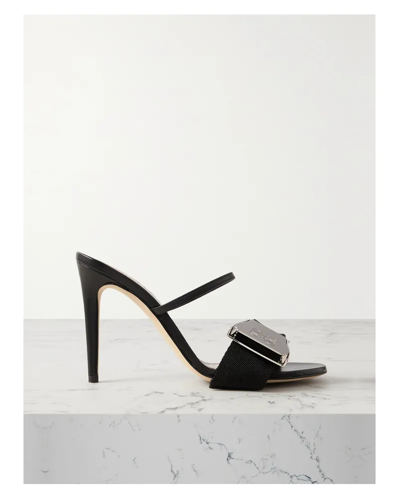 Loewe Mules Aus Leder Und Canvas Mit Schnalle - Schwarz Schwarz
