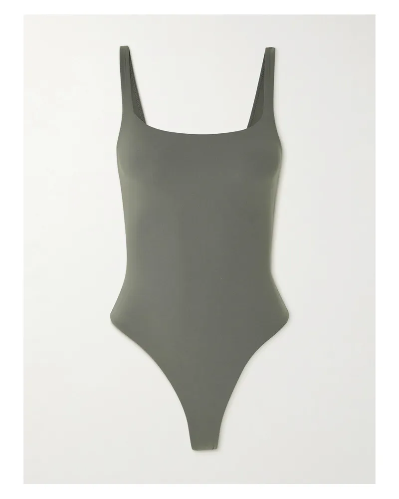 SKIMS Fits Everybody Thong Bodysuit – Gunmetal – String-body - Grau Grau