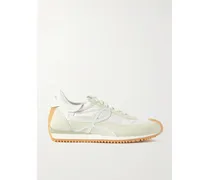 Flow Sneakers Aus Shell, Leder Und Veloursleder Mit Logoapplikationen - Weiß