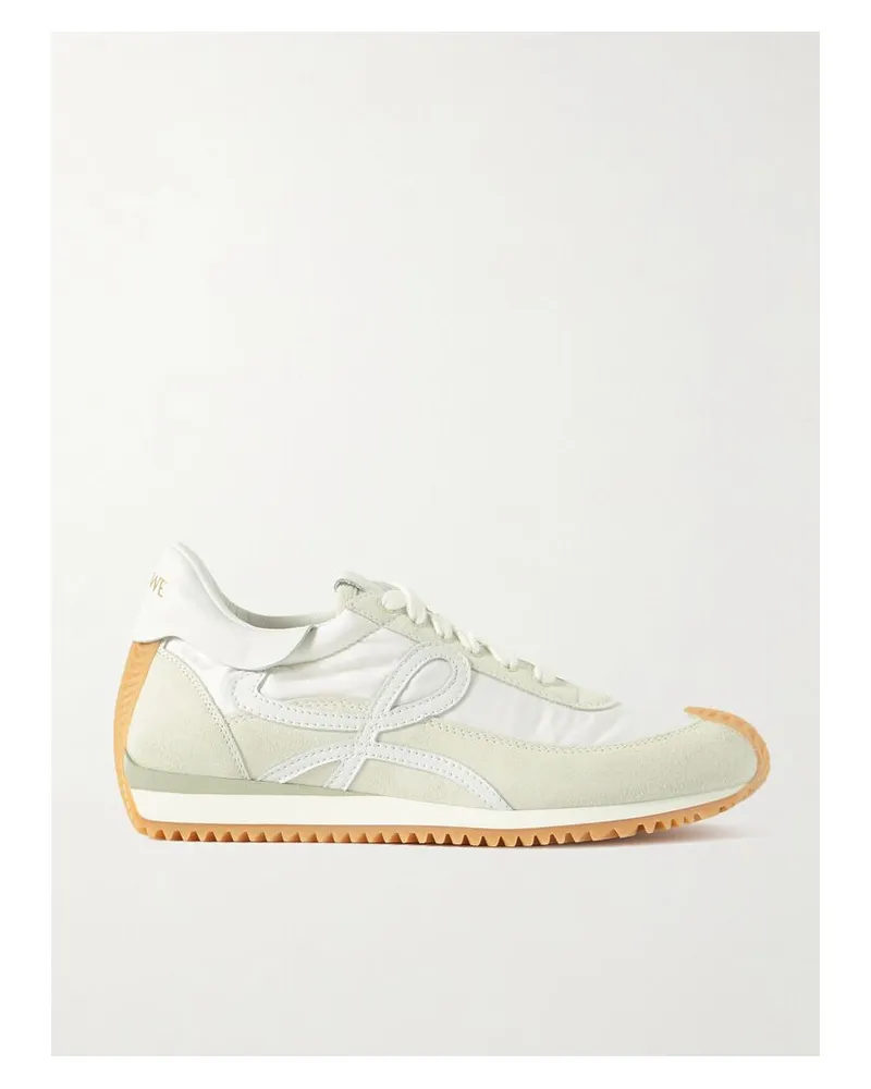 Loewe Flow Sneakers Aus Shell, Leder Und Veloursleder Mit Logoapplikationen - Weiß Weiß