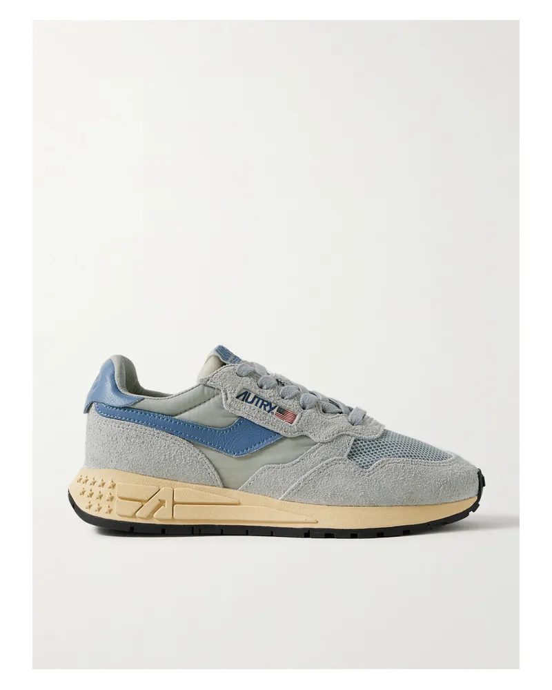 AUTRY Reelwind Low Sneakers Aus Veloursleder Und Shell Mit Besätzen Aus Strukturiertem Leder - Blau Blau