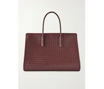 Barbara Intrecciato Leather Tote - Burgundy