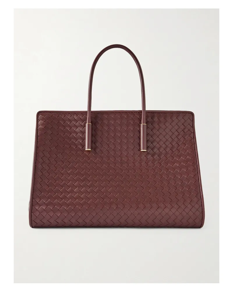 Bottega Veneta Barbara Intrecciato Leather Tote - Burgundy Burgundy