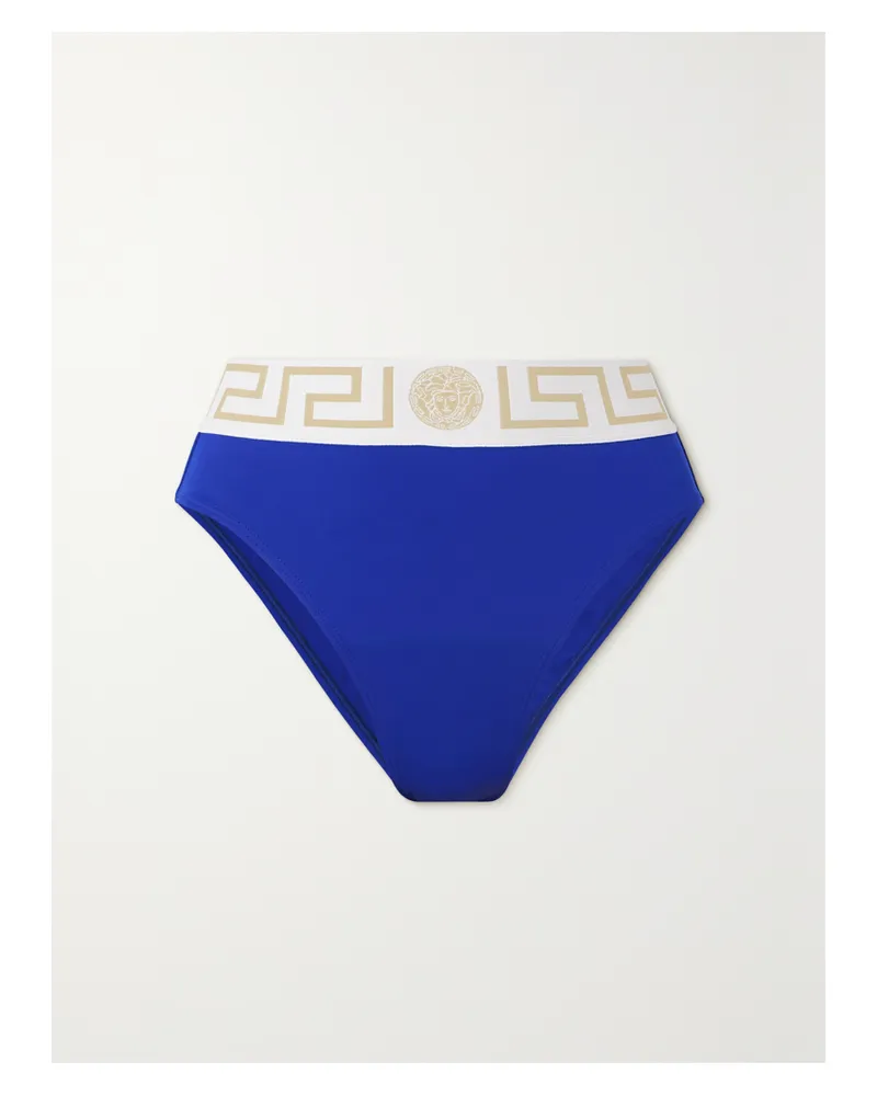 Versace Vita Bikini-höschen Mit Jacquard-besatz - Blau Blau