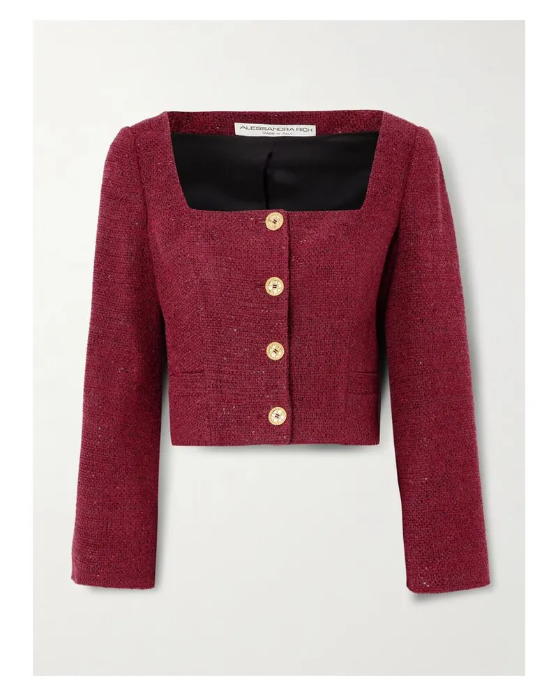 Alessandra Rich Verkürzte Jacke Aus Tweed Mit Pailletten - Rot Rot
