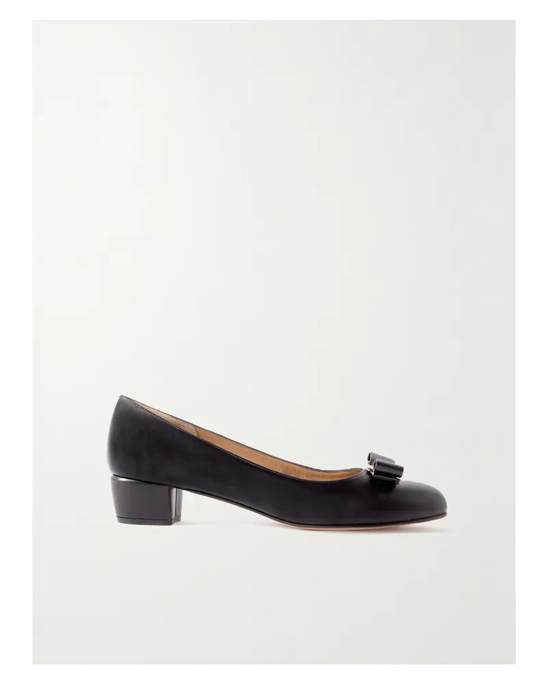 Ferragamo Vara Pumps Aus Leder Mit Schleife - Schwarz Schwarz