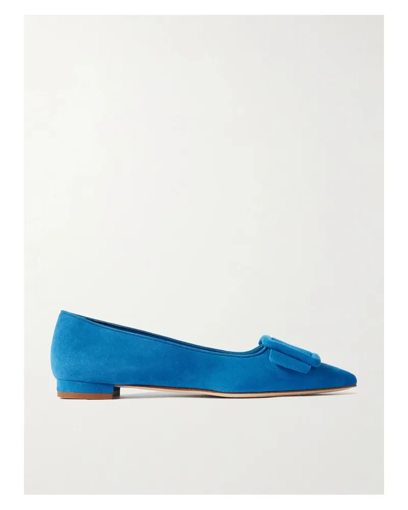 Manolo Blahnik Maysale Ballerinas Aus Veloursleder - Blau Blau