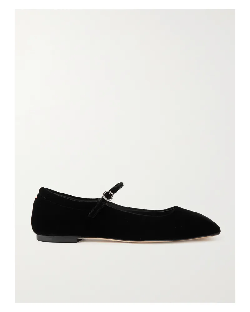 aeyde Uma Velvet Mary Jane Ballet Flats - Black Black