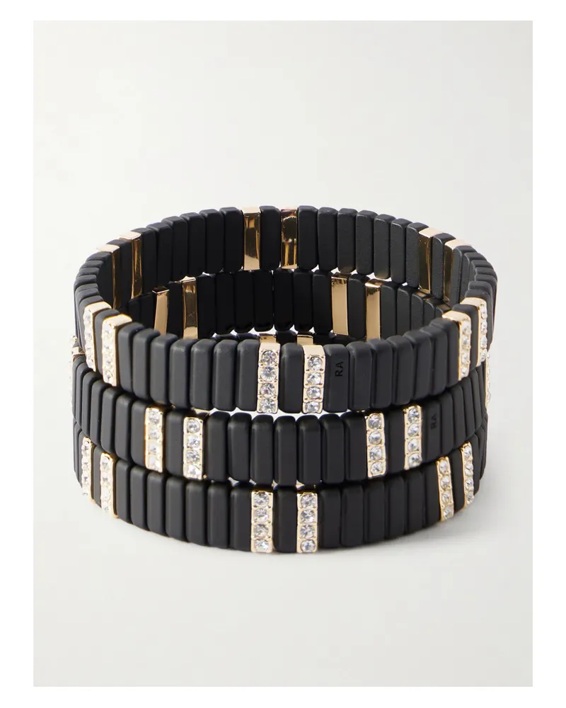Roxanne Assoulin The Midnight Set Aus Drei Armbändern Mit Cubic Zirkonia Und Goldfarbenen Details Gold