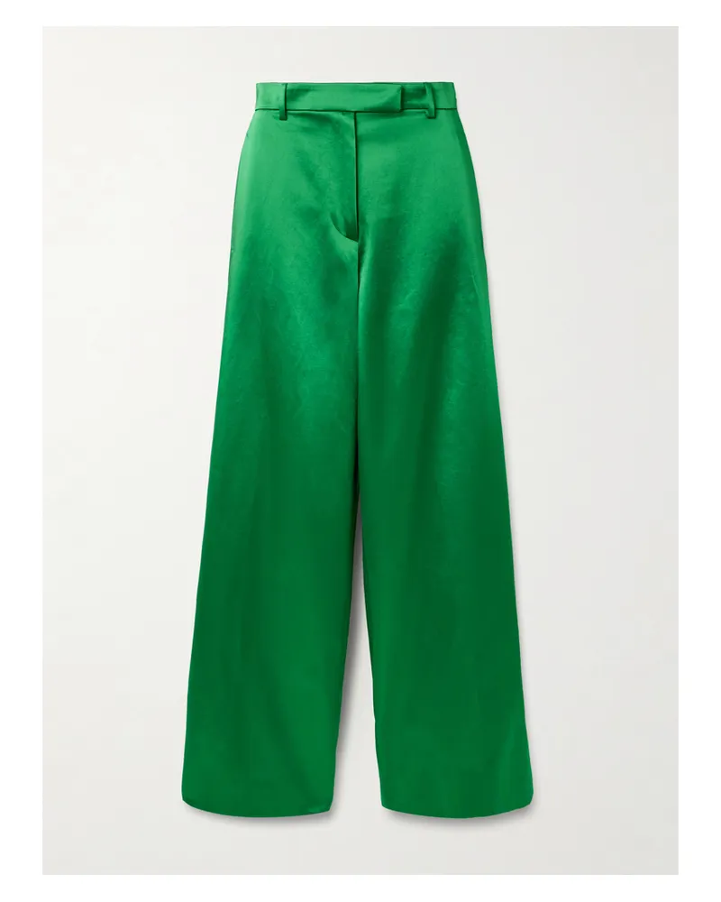 Dries van Noten Hose Mit Geradem Bein Aus Satin Aus Einer Baumwollmischung - Grün Grün