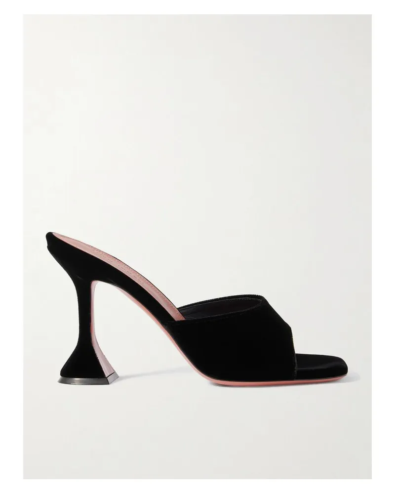 Amina Muaddi Lupita Mules Aus Samt - Schwarz Schwarz