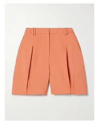 Another Tomorrow Shorts aus Crêpe mit Falten Orange