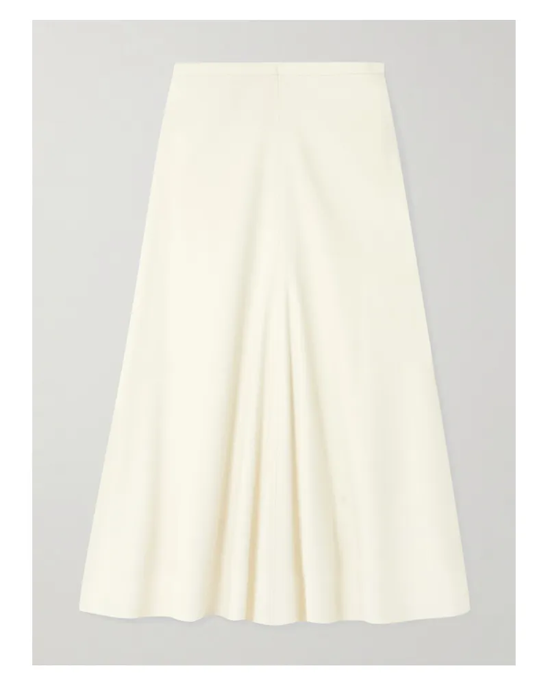 Brunello Cucinelli Gathered Wool-blend Midi Skirt - Ivory Ivory