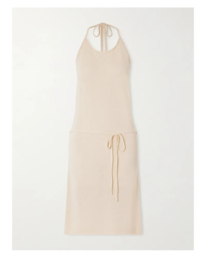 SIR Lula Neckholder-midikleid Aus Strick - Ecru Ecru