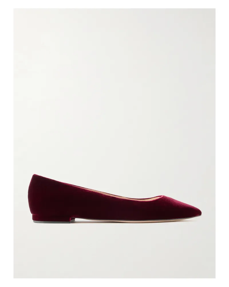 Gianvito Rossi Velvet Point-toe Flats - Burgundy Burgundy