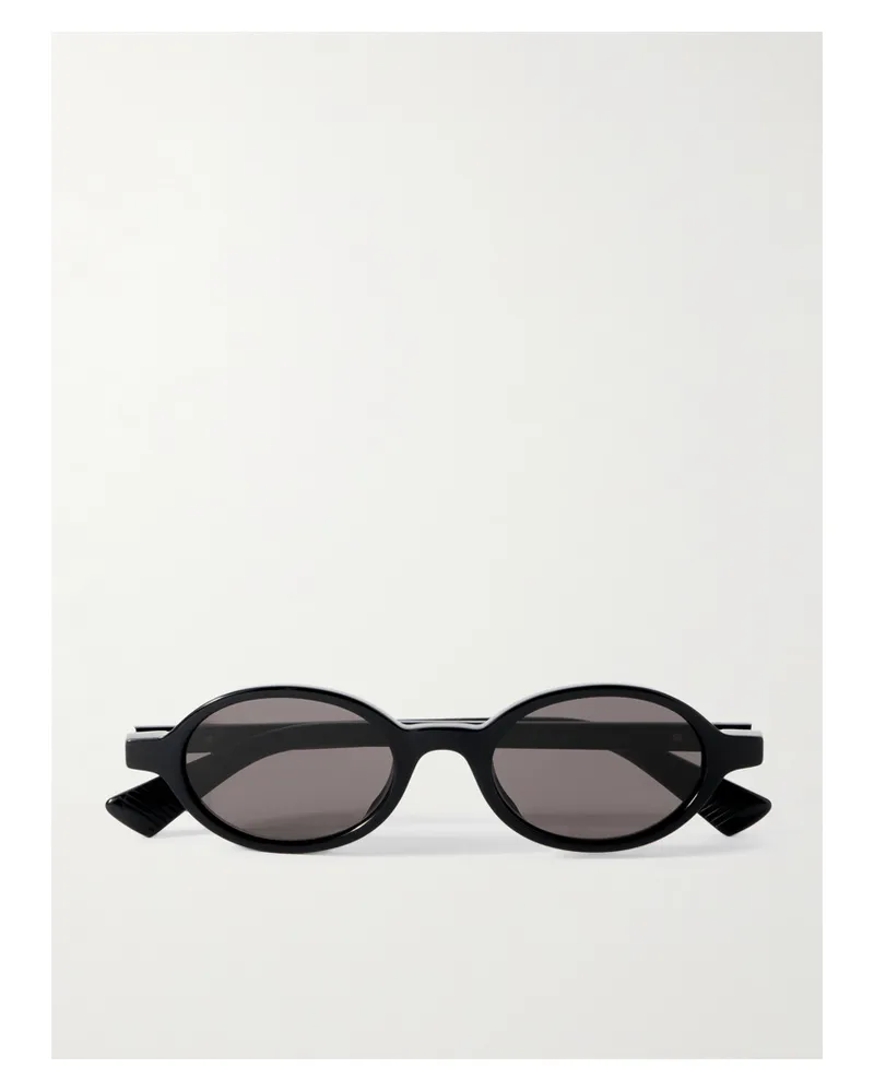 Bottega Veneta Sonnenbrille Mit Ovalem Rahmen Aus Azetat Mit Goldfarbenem Details - Schwarz Schwarz