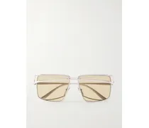 Square-frame Silver-tone Sunglasses