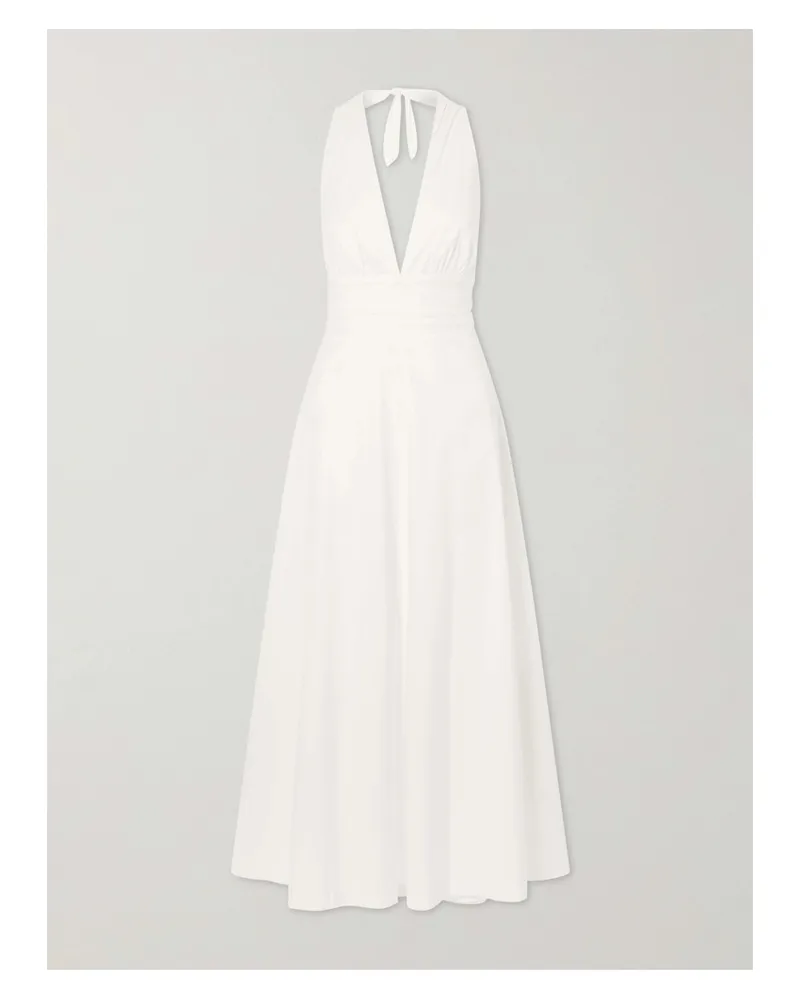 BERNADETTE Marilyn Organic Cotton-blend Poplin Halterneck Maxi Dress - White White