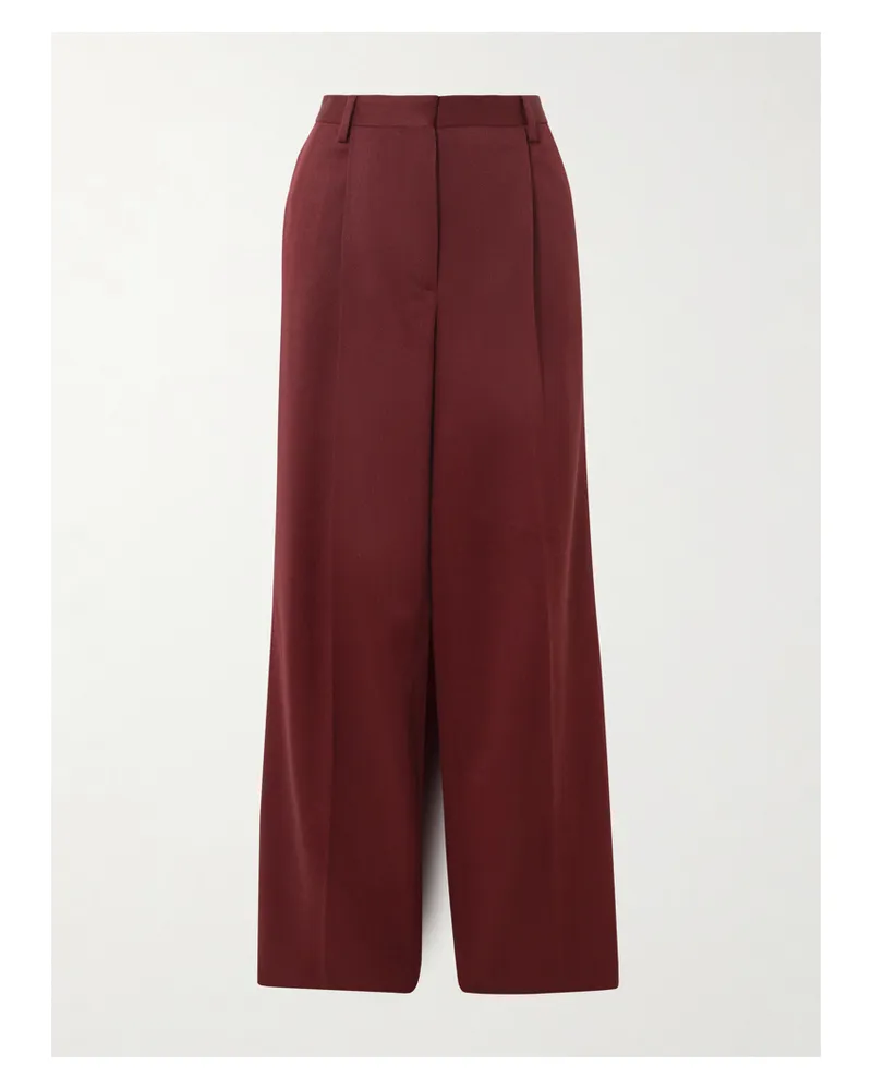 Dries van Noten Hose Mit Weitem Bein Aus Woll-twill Mit Falten - Rot Rot