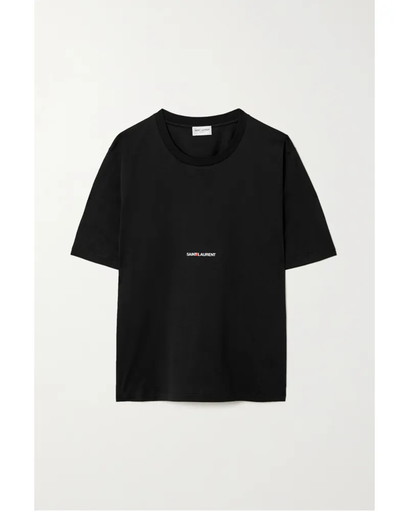 Saint Laurent T-shirt aus Baumwoll-jersey mit Print Schwarz