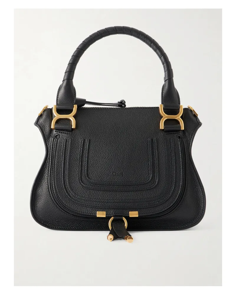 Chloé Marcie Textured-leather Tote Bag - Black Black