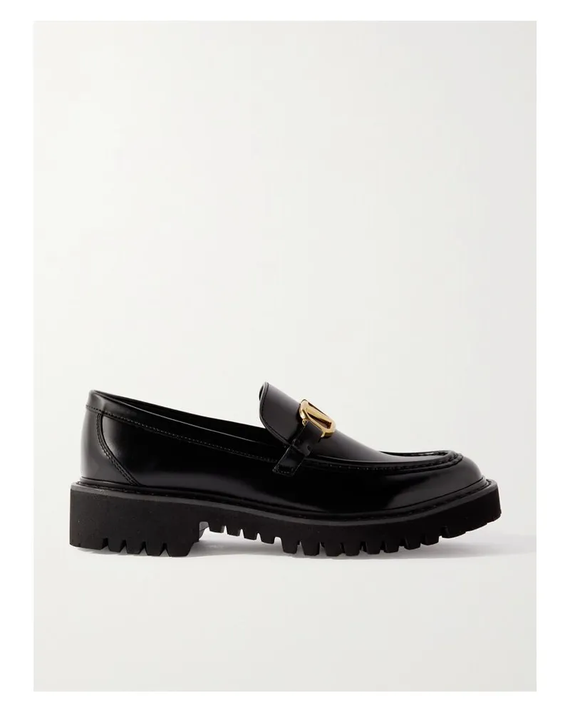 Valentino Garavani Valentino Garavani Vlogo Loafers Aus Leder - Schwarz Schwarz