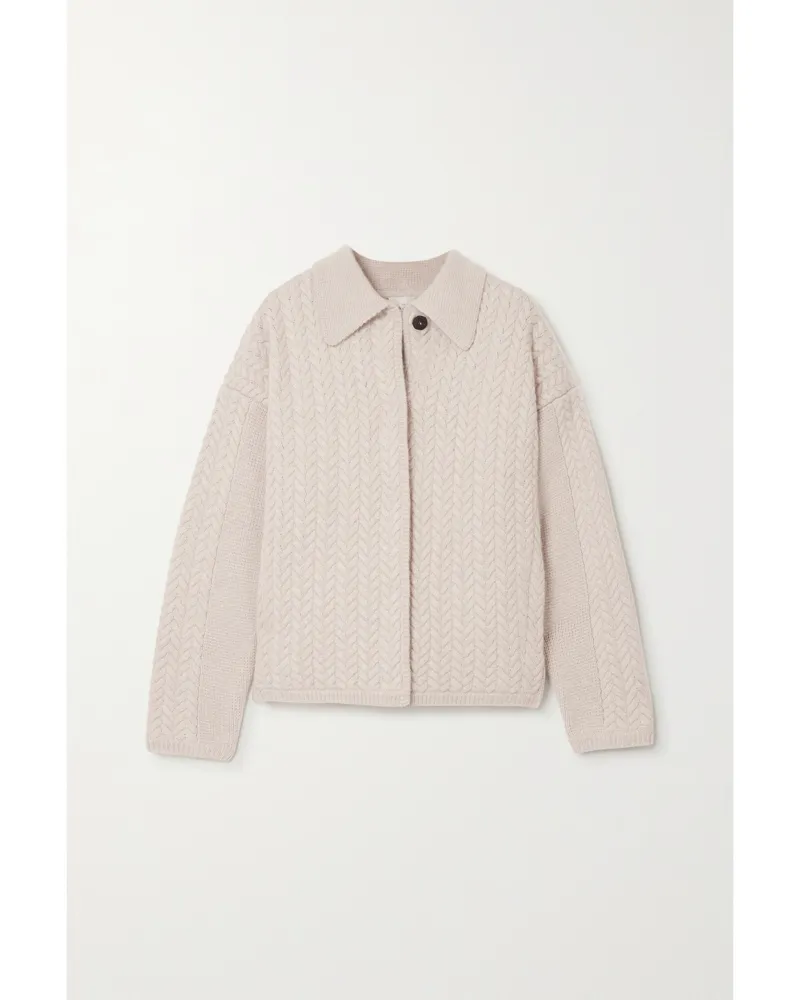 Le Kasha 1918 Bilbao Cardigan Aus Kaschmir In Zopfstrick - Neutral Neutral