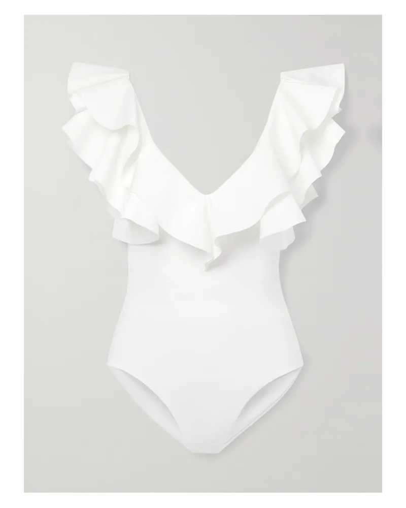 Maygel Coronel Net Sustain Santa Ruffled Swimsuit - White White