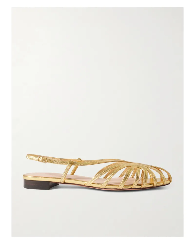 Loeffler Randall Devon Sandalen Aus Metallic-leder - Gold Gold
