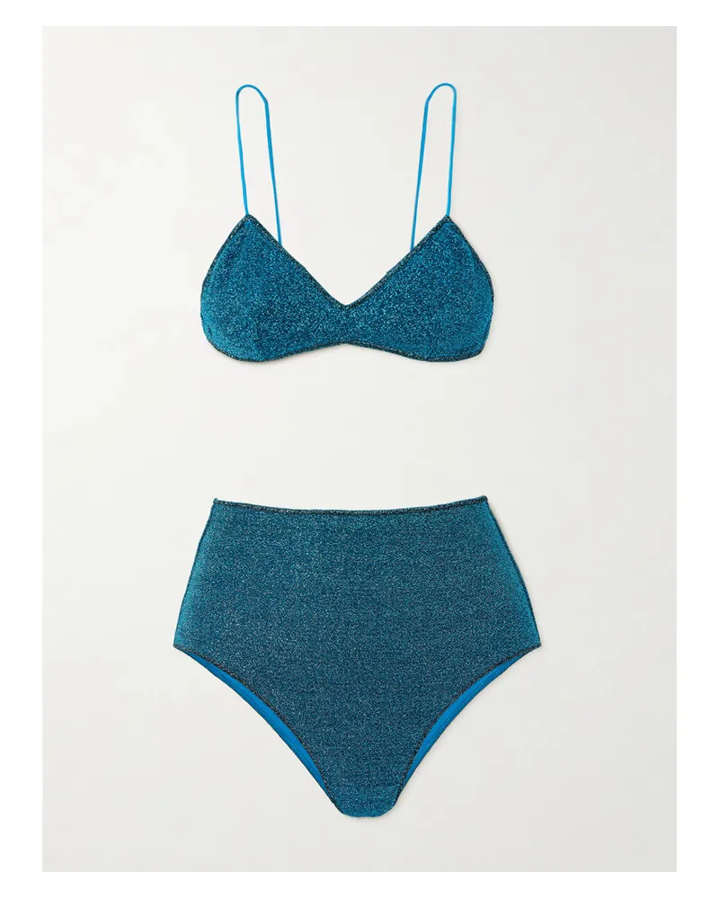 Oséree Lumière Bikini In Metallic-optik Blau