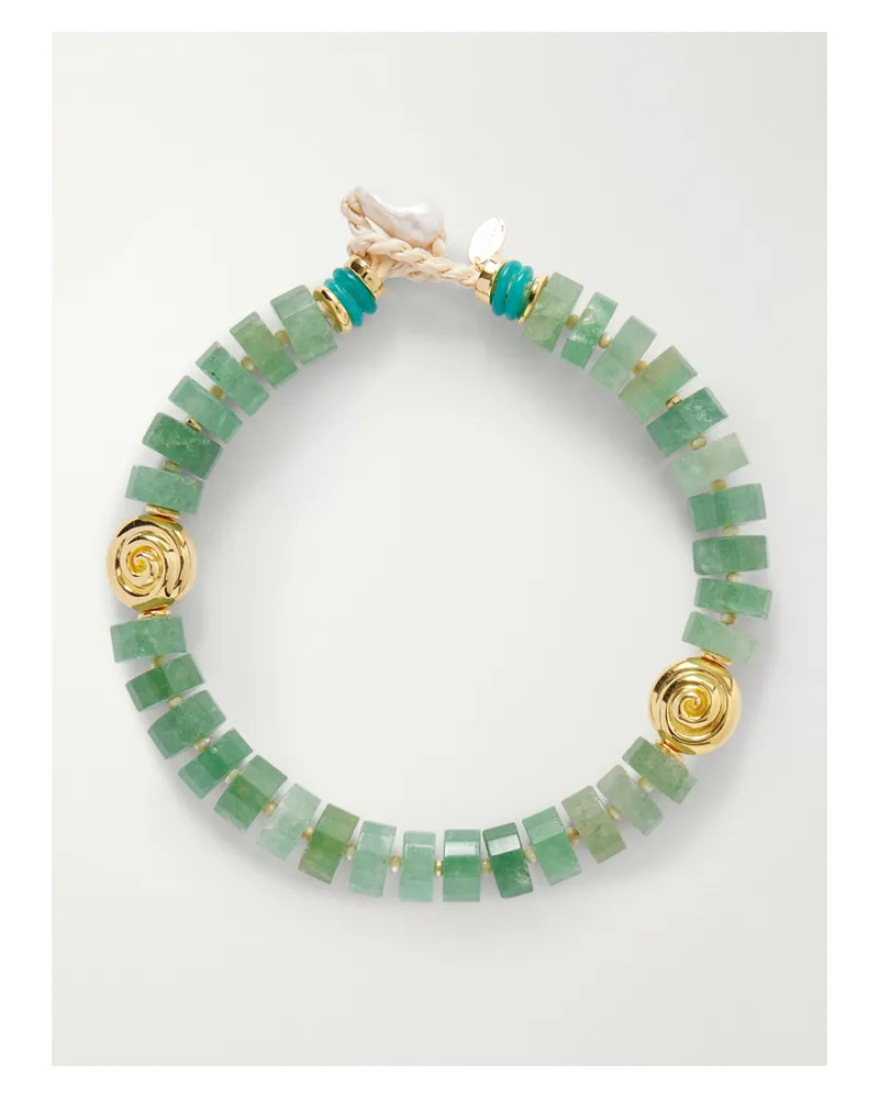 Lizzie Fortunato Nautilus Gold-tone, Pearl And Quartz Necklace - Green Green