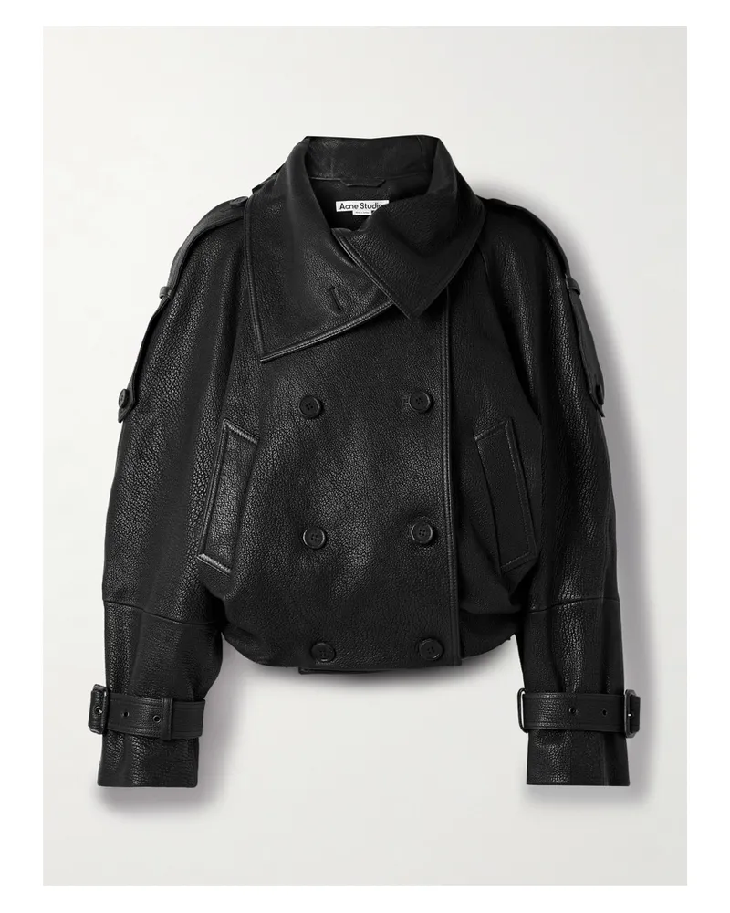 Acne Studios Doppelreihige Jacke Aus Strukturiertem Leder - Schwarz Schwarz