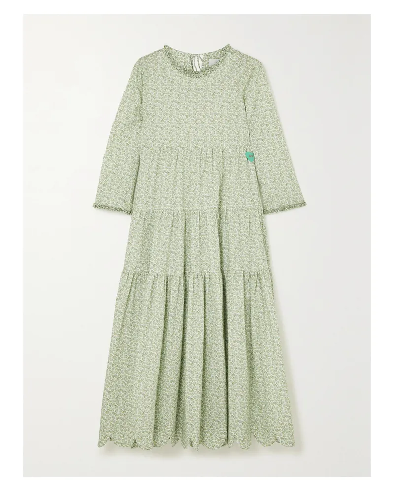 HORROR VACUI Giorgia Bedrucktes Midikleid Aus Baumwolle Mit Wellenkante - Grün Grün