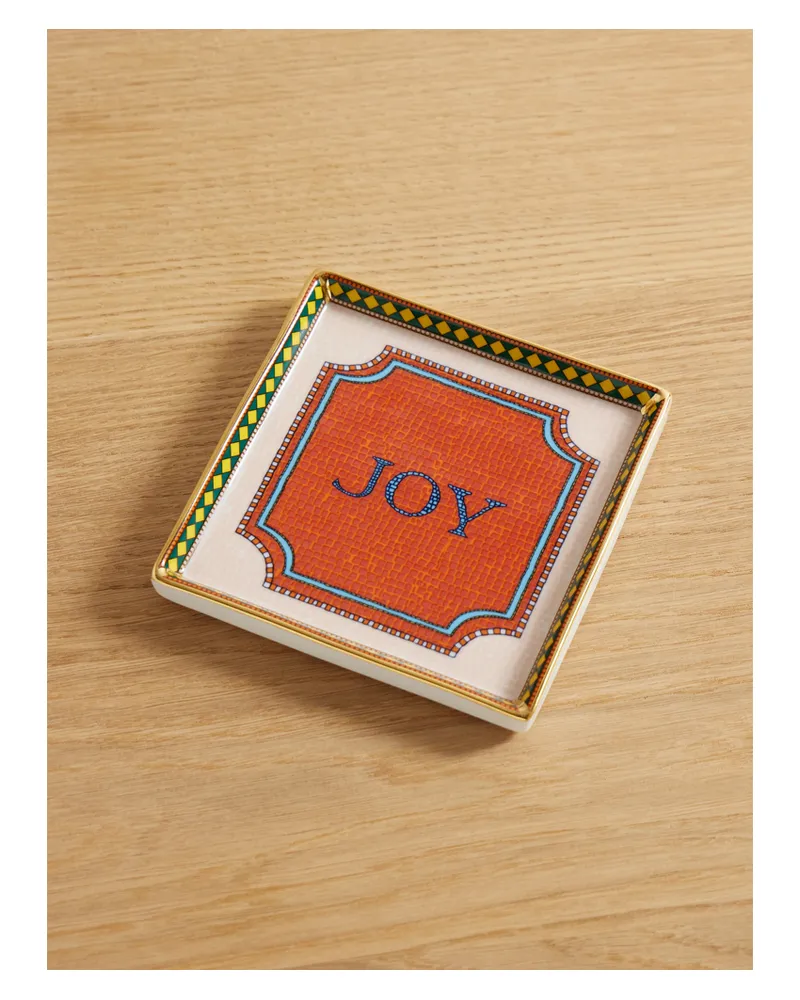 La DoubleJ Mini Schale Aus Porzellan Mit Vergoldetem Rand - Orange Orange