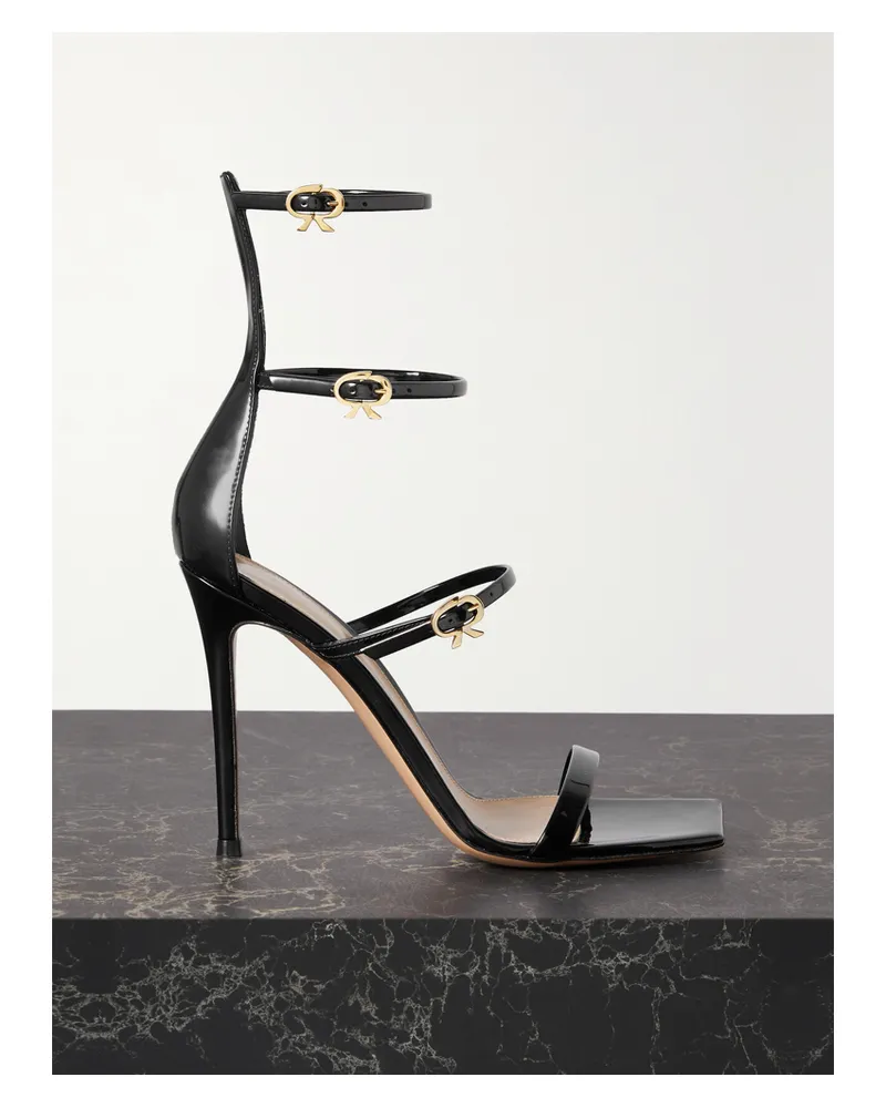Gianvito Rossi 105 Sandalen Aus Lackleder - Schwarz Schwarz