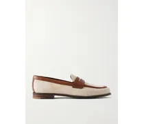 Heswall 2 Leather-trimmed Canvas Penny Loafers - Neutrals