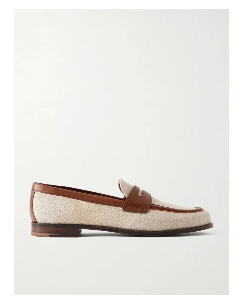 Church's Heswall 2 Leather-trimmed Canvas Penny Loafers - Neutrals Neutrals
