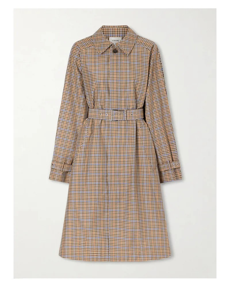 Frame Denim Belted Checked Cotton-blend Trench Coat - Brown Brown
