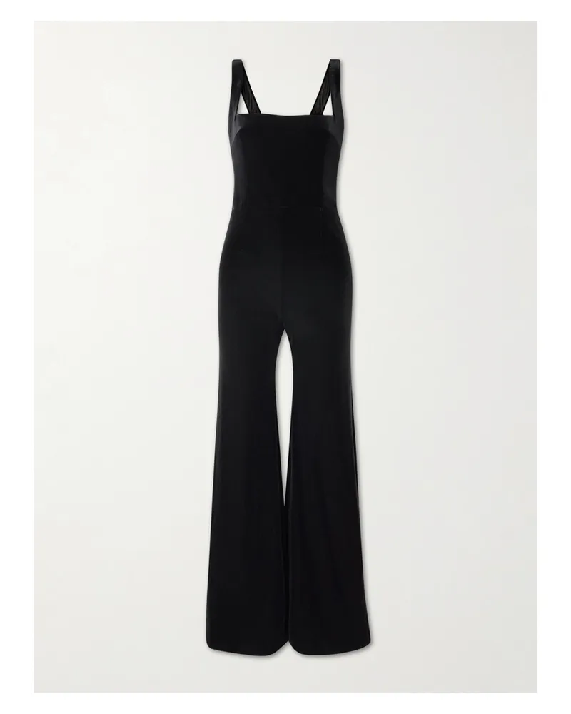 GALVAN Vesper Jumpsuit Aus Samt Und Satin - Schwarz Schwarz
