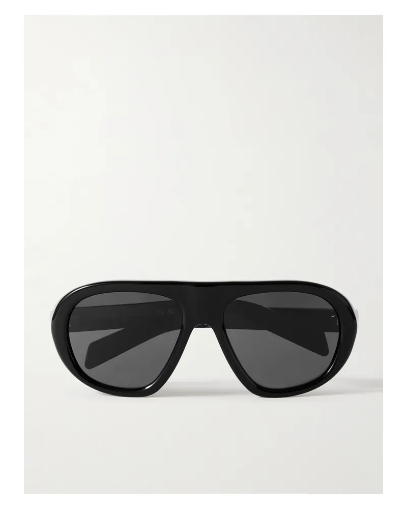Prada Oversized Aviator-style Acetate Sunglasses - Black Black