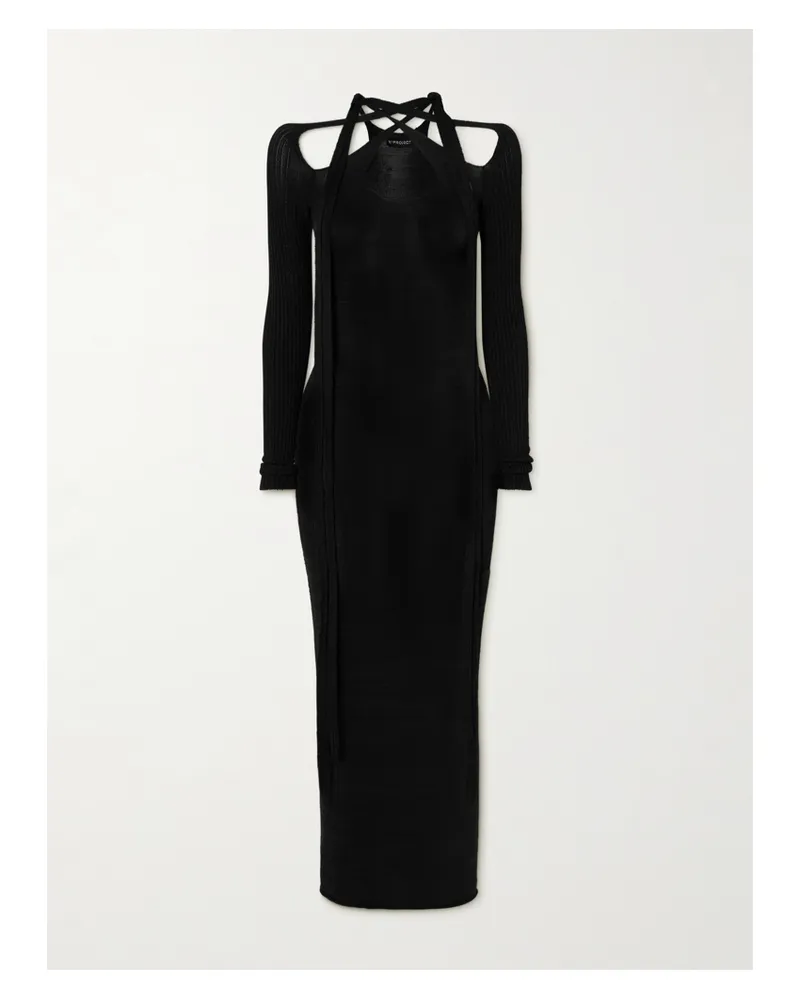 Y/PROJECT Maxikleid Aus Stretch-strick Zum Binden - Schwarz Schwarz