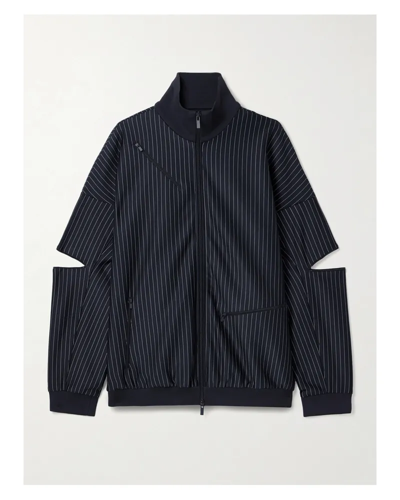 tibi Oversized-trainingsjacke Aus Jersey Mit Nadelstreifen Und Reißverschlüssen - Blau Blau