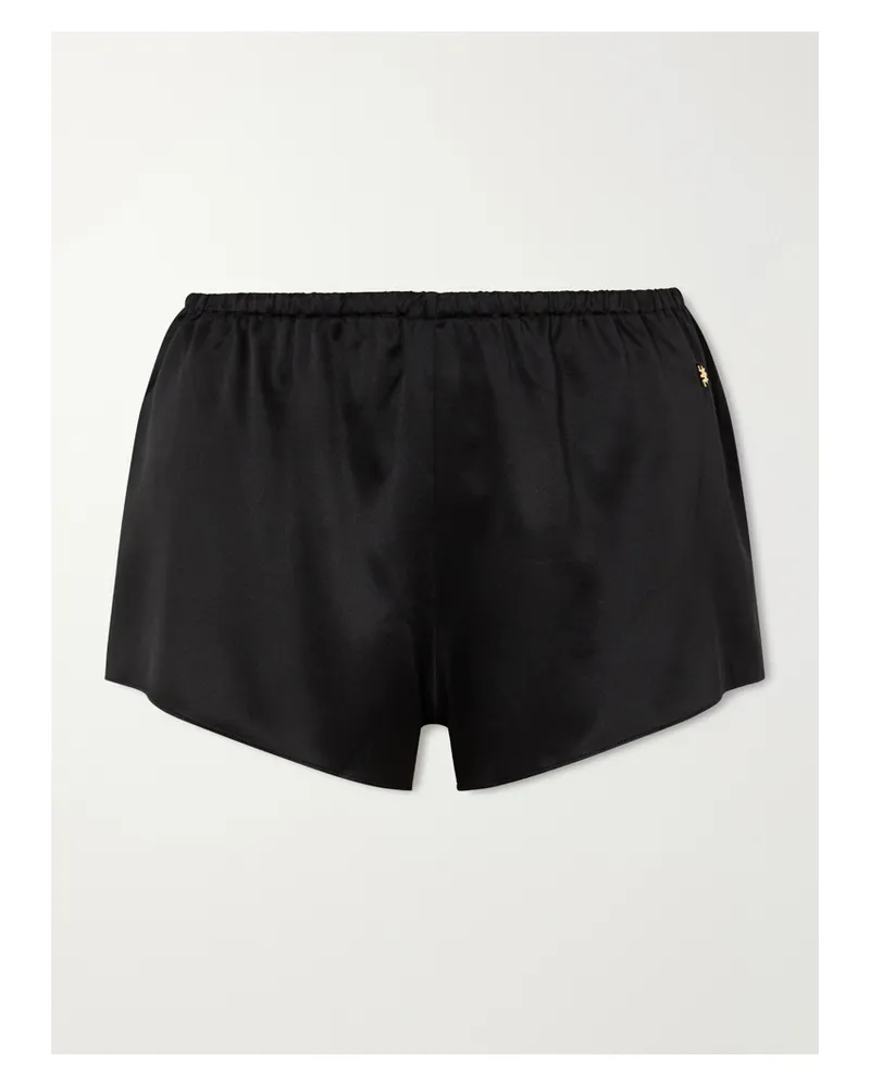 ÉTERNE Lane Silk-blend Satin Shorts - Black Black
