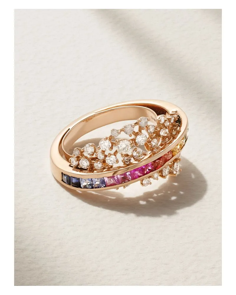 Ananya Scatter Energy Ring Aus 18 Karat Roségold Mit Saphiren Und Diamanten - Mehrfarbig Mehrfarbig