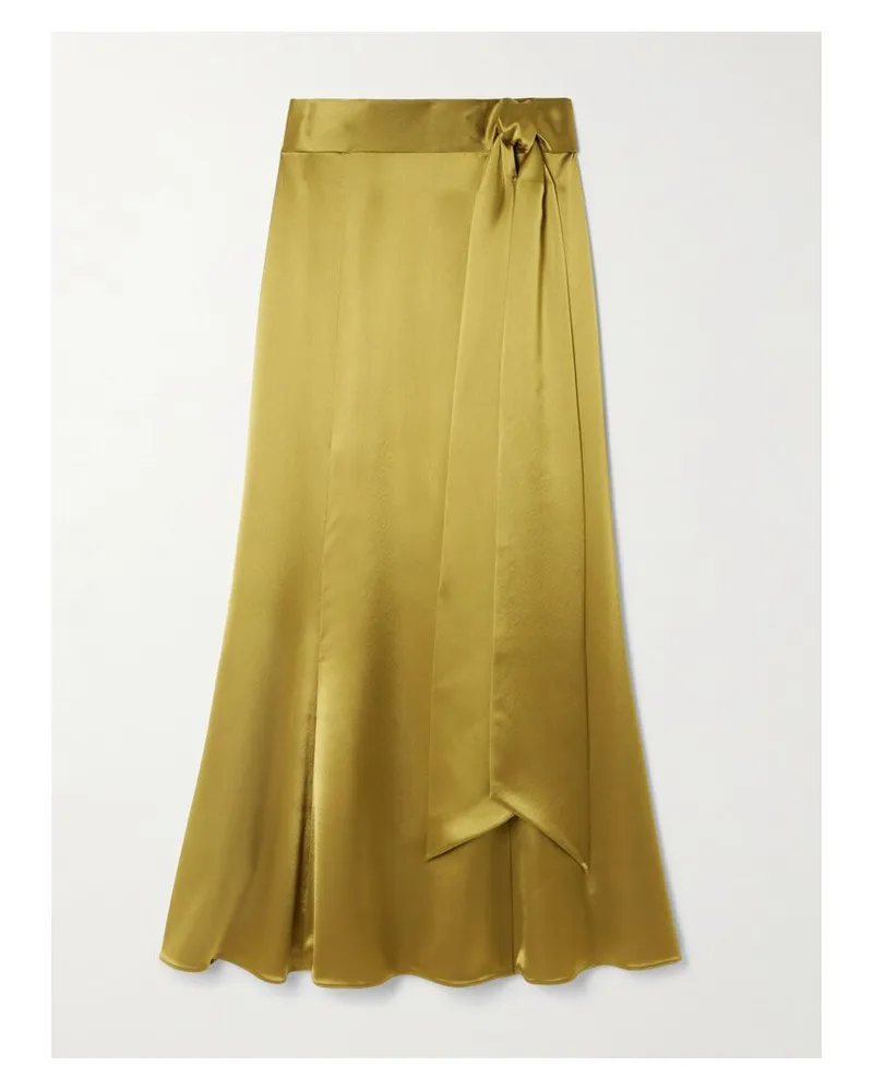 GALVAN Erika Midi-wickelrock Aus Satin - Grün Grün