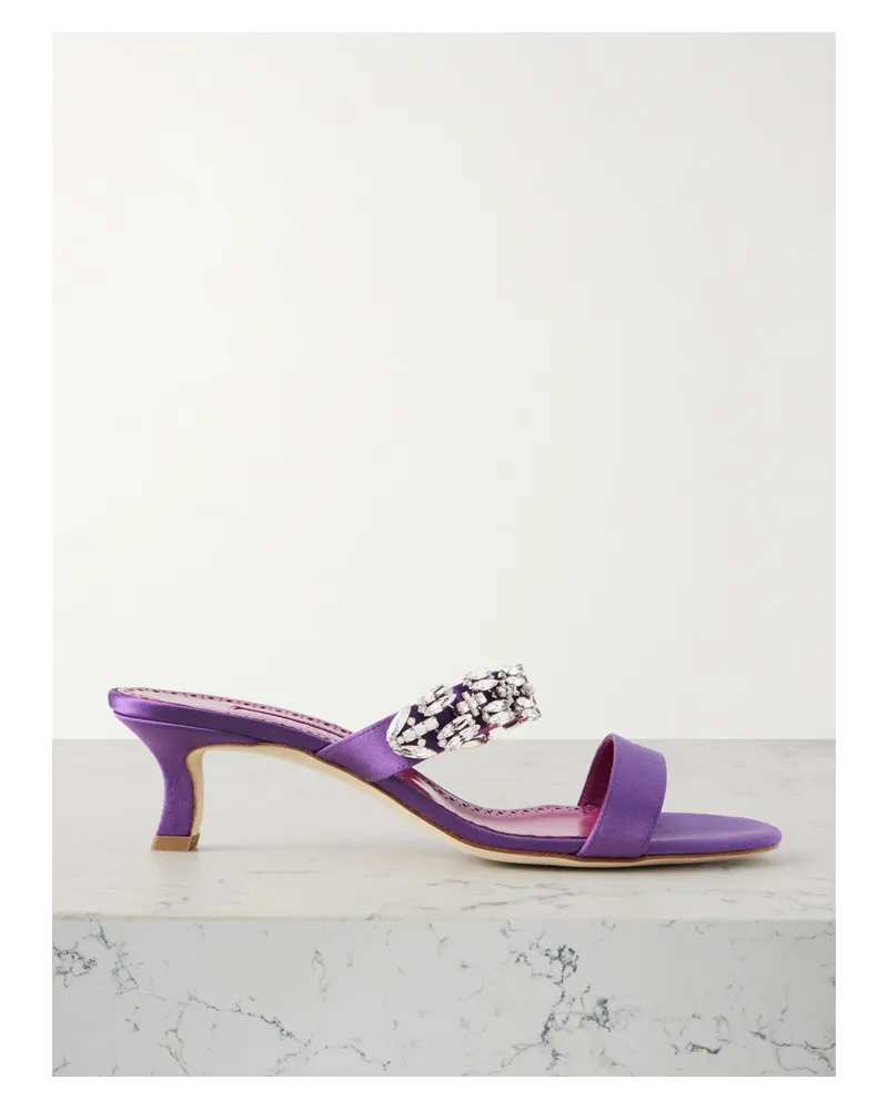 Manolo Blahnik Sakotam 50 Mules Aus Satin Mit Kristallen - Lila Lila
